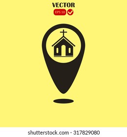 Map pointer vector icon church