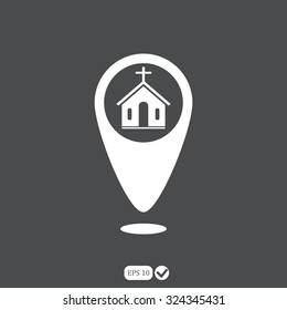 Map pointer vector icon church