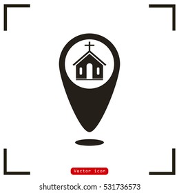 Map pointer vector icon church