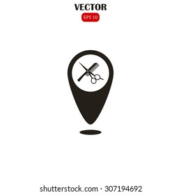 Map pointer vector icon Hairdressers
