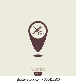 Map pointer vector icon Hairdressers