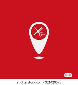 Map pointer vector icon Hairdressers