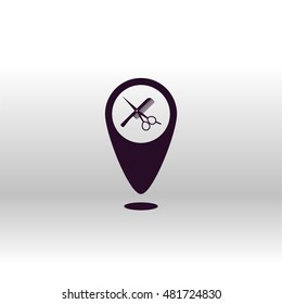 Map pointer vector icon Hairdressers