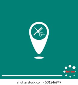 Map pointer vector icon Hairdressers