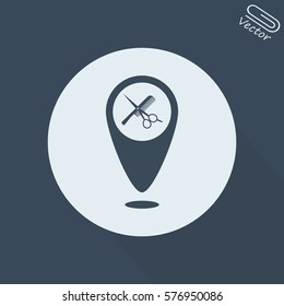 Map pointer vector icon Hairdressers
