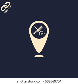 Map pointer vector icon Hairdressers