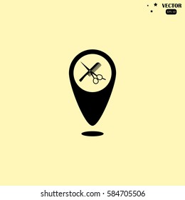 Map pointer vector icon Hairdressers