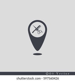 Map pointer vector icon Hairdressers