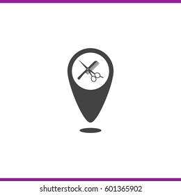 Map pointer vector icon Hairdressers
