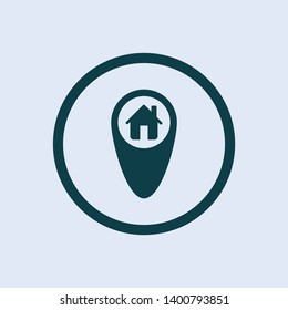 Map pointer vector icon, Home location, Map home icon, vector illustration. Flat design style.