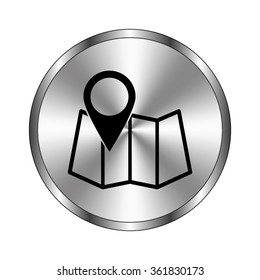 map pointer - vector icon;  metal button