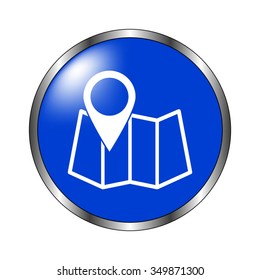 map pointer - vector icon on the blue button