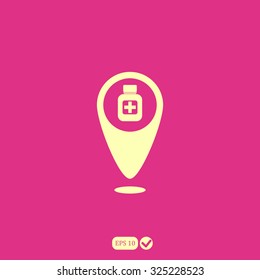 Map pointer vector icon pharmacy
