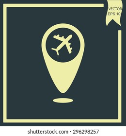 Map pointer vector icon plane