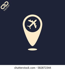 Map pointer vector icon plane