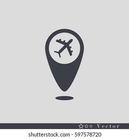 Map pointer vector icon plane
