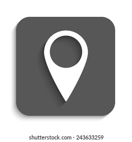 Map pointer - vector icon with shadow on a grey button