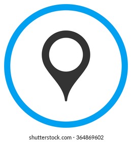 Map Pointer vector icon. Style is bicolor flat circled symbol, blue and gray colors, rounded angles, white background.