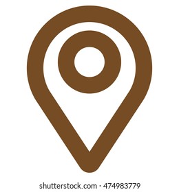 Map Pointer vector icon. Style is contour flat icon symbol, brown color, white background.