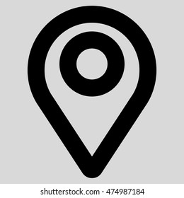 Map Pointer vector icon. Style is linear flat icon symbol, black color, light gray background.
