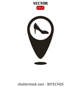 Map pointer vector icon women's heels