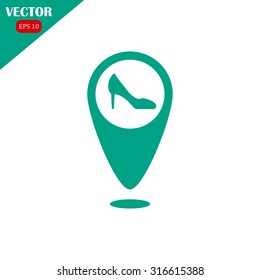 Map pointer vector icon women's heels