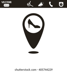 Map pointer vector icon women's heels