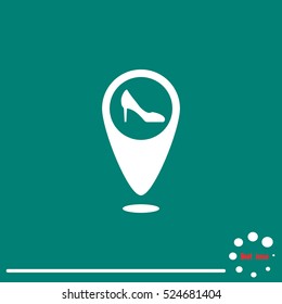 Map pointer vector icon women's heels