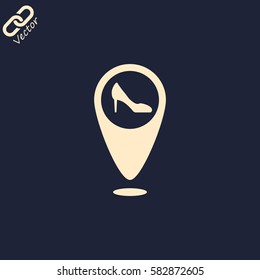 Map pointer vector icon women's heels