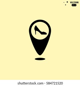 Map pointer vector icon women's heels