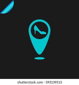 Map pointer vector icon women's heels