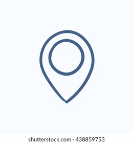 Map pointer vector sketch icon isolated on background. Hand drawn Map pointer icon. Map pointer sketch icon for infographic, website or app.