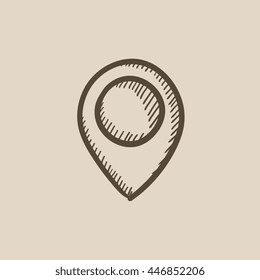 Map pointer vector sketch icon isolated on background. Hand drawn Map pointer icon. Map pointer sketch icon for infographic, website or app.