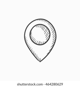 Map pointer vector sketch icon isolated on background. Hand drawn Map pointer icon. Map pointer sketch icon for infographic, website or app.