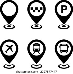 Map pointer and vehicle icon set