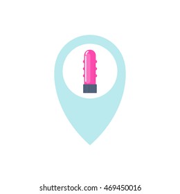 map pointer. vibrator sex toy icon. vector illustration