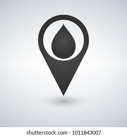 Map pointer with water drop icon. Vector illustration.