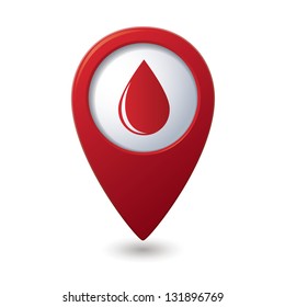 Map pointer with water drop icon. Vector illustration