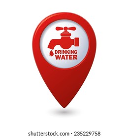 Map pointer with water tap icon. Vector illustration