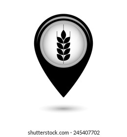 Map pointer with wheat  icon