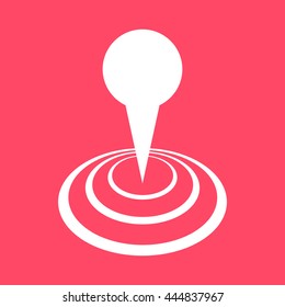Map Pointer white icon on magenta color background. Eps-10.