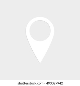 Map pointer - white  vector icon with shadow