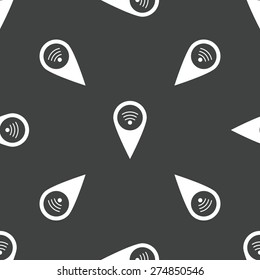 Map pointer with Wi-Fi symbol repeated on grey background
