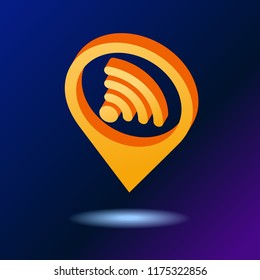 Map pointer with wifi vector icon.Wifi location marker symbol.