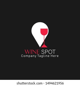 Map pointer with wine glass logo in vector