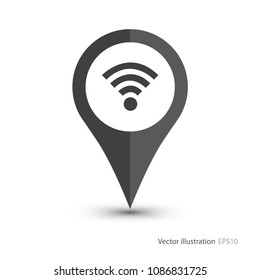 Map pointer with wireless icon
