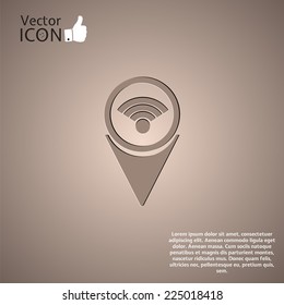 Map pointer with wireless icon. Made in vector