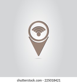 Map pointer with wireless icon. Made in vector