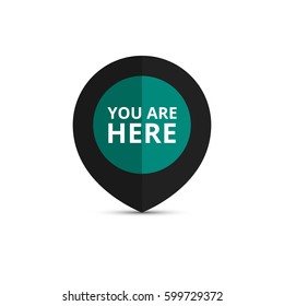 Map pointer with your location sign. You are here sign. Vector illustration.