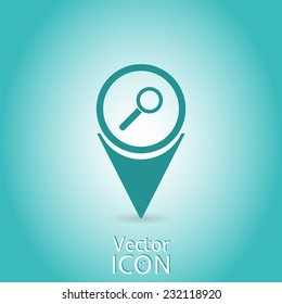 Map Pointer with Zoom Icon. Flat Design Style. Made in vector